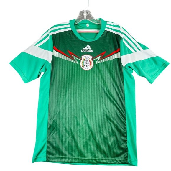 Adidas Mexico National Team Soccer Jersey Official Home Green White‎ Red Stripes - Picture 1 of 6